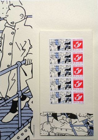 Offset Rémi - Tintin (Hergé) Kits d'écriture BATEAU & Timbres Belge