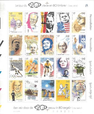 Intaglio Rémi - Tintin Le Tour du 20ème siècle en 80 timbres