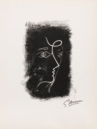 Lithographie Braque - Title: Profil de Femme from Souvenirs de Portraits d'Artistes. Jacques Prévert: Le Coeur à l'ouvrage (M.25)
