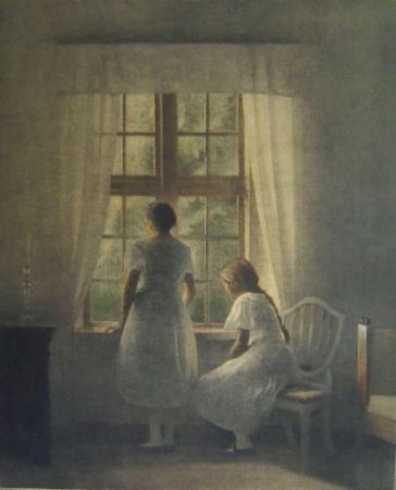 Manière Noire Ilsted - To Smaapiger ved et Vindue - Two minor girls at a window