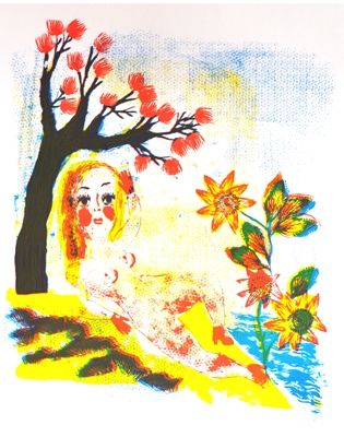 Lithographie Dutertre - Toute nue