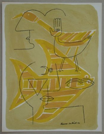 Lithographie Brauner - Traces interstices