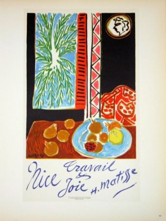 Lithographie Matisse - Travail et Joie  Nice 1948