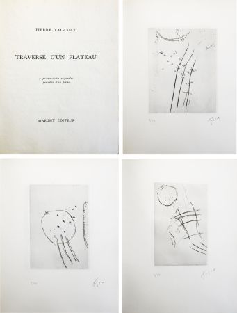 Livre Illustré Tal Coat - TRAVERSE D'UN PLATEAU. 7 pointes sèches originales signées (1963).