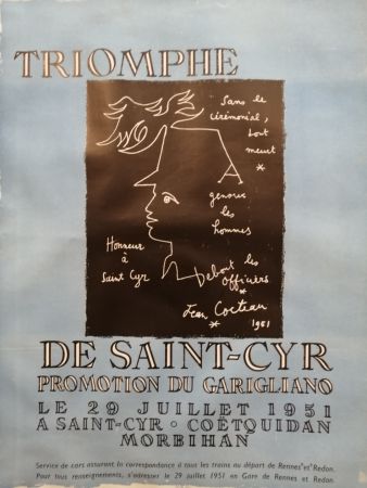 Affiche Cocteau - Triomphe de Saint Cyr - Promotion du Garigliano -