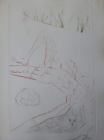 Gravure Dali - Tristan et Iseult : Tristan blessé