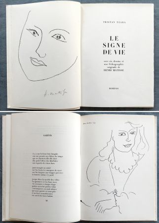 Livre Illustré Matisse - Tristan Tzara : LE SIGNE DE VIE. Une lithographie originale signée d'Henri Matisse (1946)