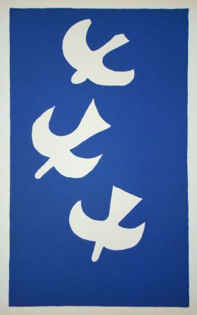 Lithographie Braque - Trois Oiseaux