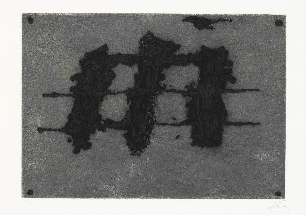 Eau-Forte Et Aquatinte Tàpies - Trois taches et trois lignes noires