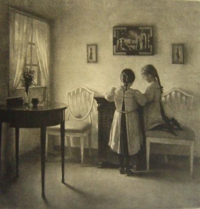Manière Noire Ilsted - Two little girls playing.