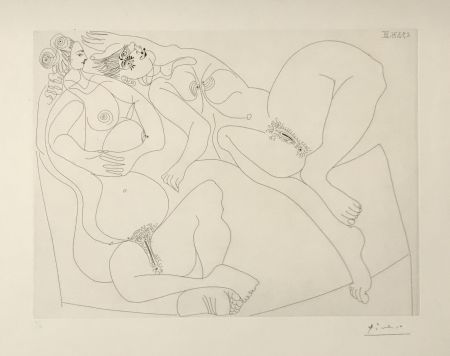 Gravure Picasso - Two Nudes (Eau-forte B.1955)