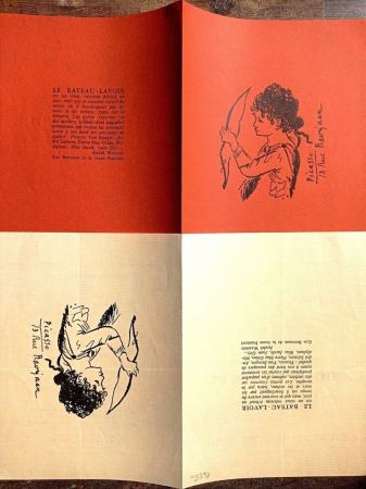 Aucune Technique Picasso - Two Rare Lithographs after drawings, 2 Rare Invitations on vellum paper with filigran, 70's