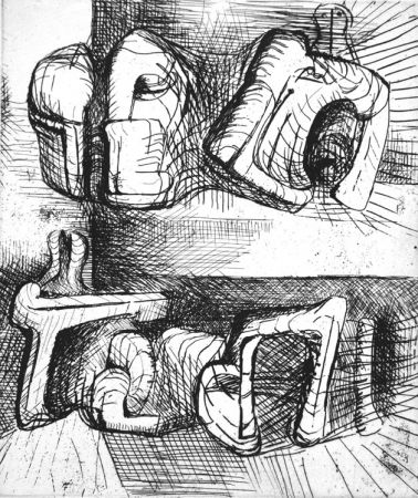 Eau-Forte Moore - Two reclining figure