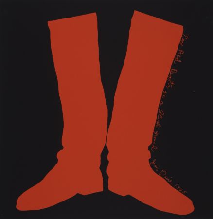 Sérigraphie Dine - Two Red Boots on a Black Ground, 1968