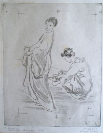 Gravure Foujita - Two woman