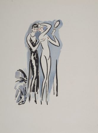 Pochoir Van Dongen - Two Women with Mirror