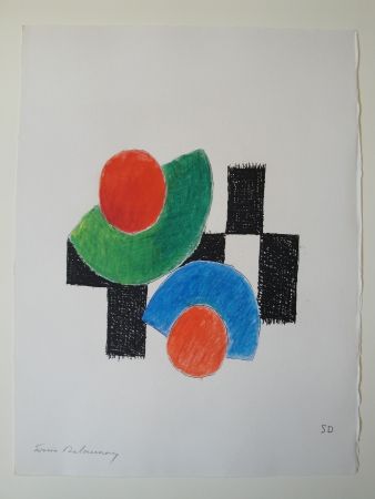 Aquatinte Delaunay - TZARA, Tristan. Juste présent. Eaux-fortes de Sonia Delaunay