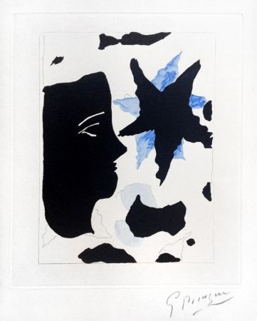 Eau-Forte Et Aquatinte Braque - Téte en profil e l’étoile (Head in Profile and Star) from Georges Braque – Nouvelles Sculptures et Plaque Graveés, 1960