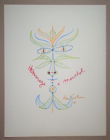 Lithographie Cocteau - Tête de Faune - Hommage à Mourlot