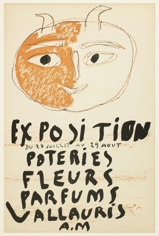 Lithographie Picasso - Tête de Faune (Exposition Poteries Fleurs Parfums Vallauris A.M)