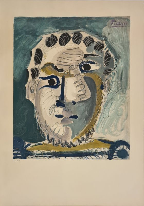 Lithographie Picasso - Tête d'homme barbu 