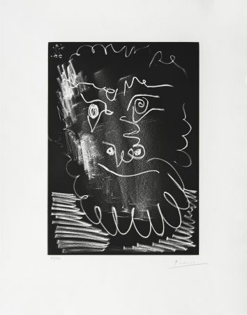 Gravure Picasso - Tête d'homme barbu