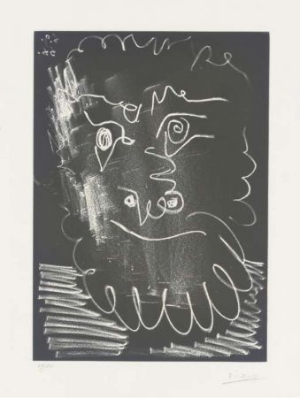 Aquatinte Picasso -  Tête d'homme barbu (1966) 