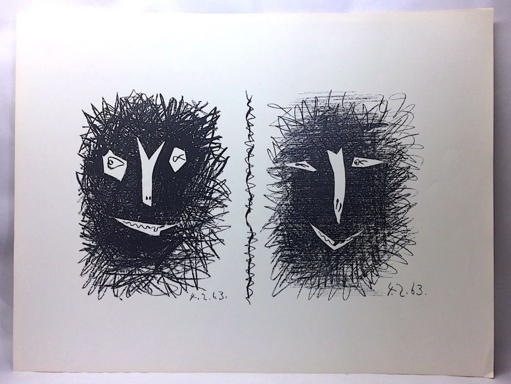 Lithographie Picasso - Têtes de Faunes