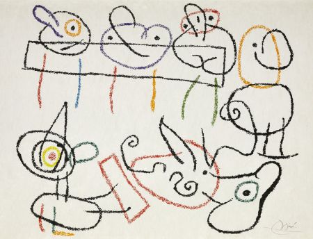 Lithographie Miró - UBU AUX BALÉARES. Rare lithographie sur Japon Nacré (1971)