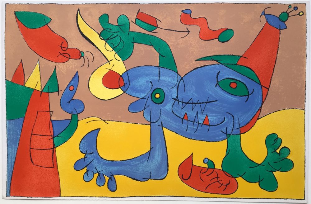 Lithographie Miró - UBU ROI : LE MASSACRE DU ROI DE POLOGNE (1966).