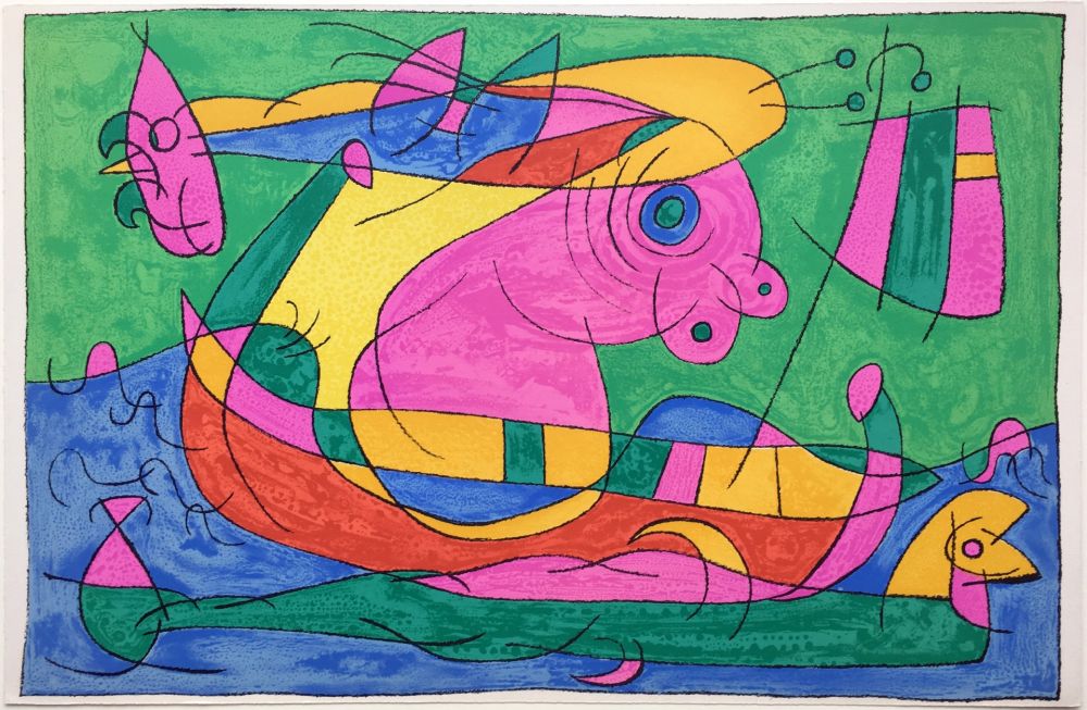Lithographie Miró - UBU ROI : LE VOYAGE DE RETOUR (1966).