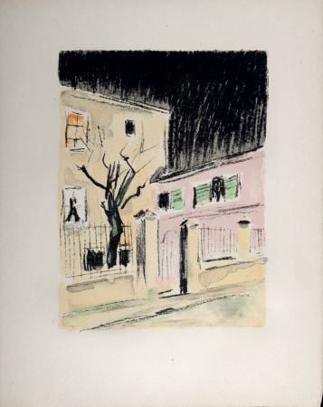 Lithographie Van Dongen - Un coin fameux de la Butte : l’Impasse Girardon, 1949