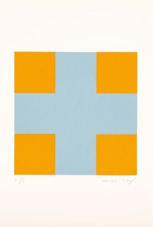 Sérigraphie Nemours - Une croix pour quatre carrés