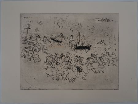 Gravure Chagall - Une fête au port (Le port au blé)