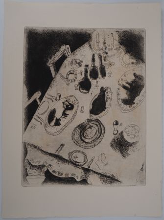 Gravure Chagall - Une table de fête (La table chargée de victuailles)