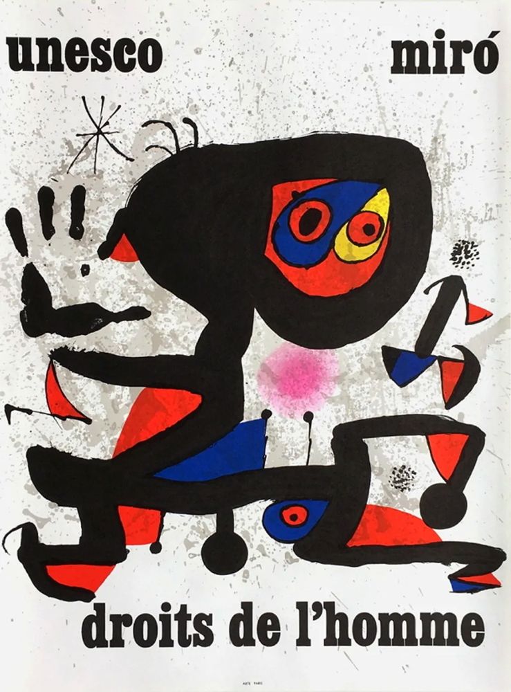 Affiche Miró - UNESCO - DROITS DE L'HOMME -MIRO. Affiche originale de 1974.
