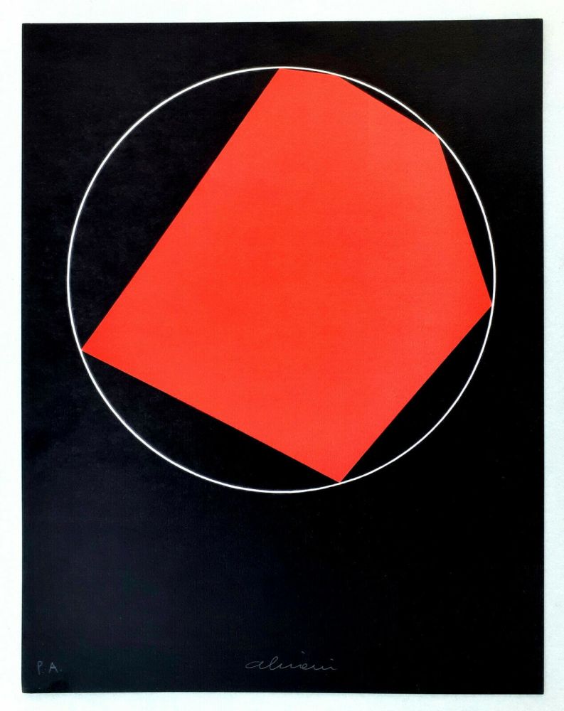 Lithographie Alviani - Unoduetrequattrocinquesei poligono inscritto nel cerchio