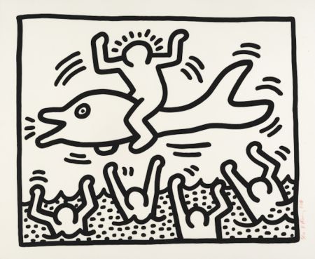 Lithographie Haring - Untitled