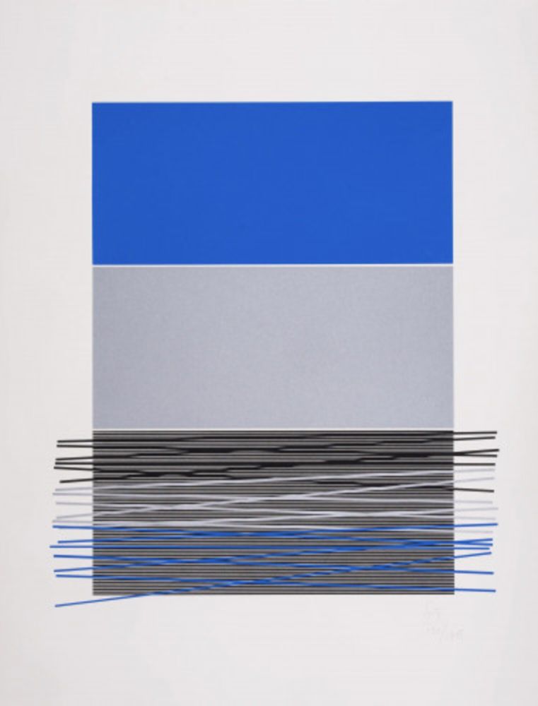 Sérigraphie Soto - Untitled (Blue Horizon Lines)