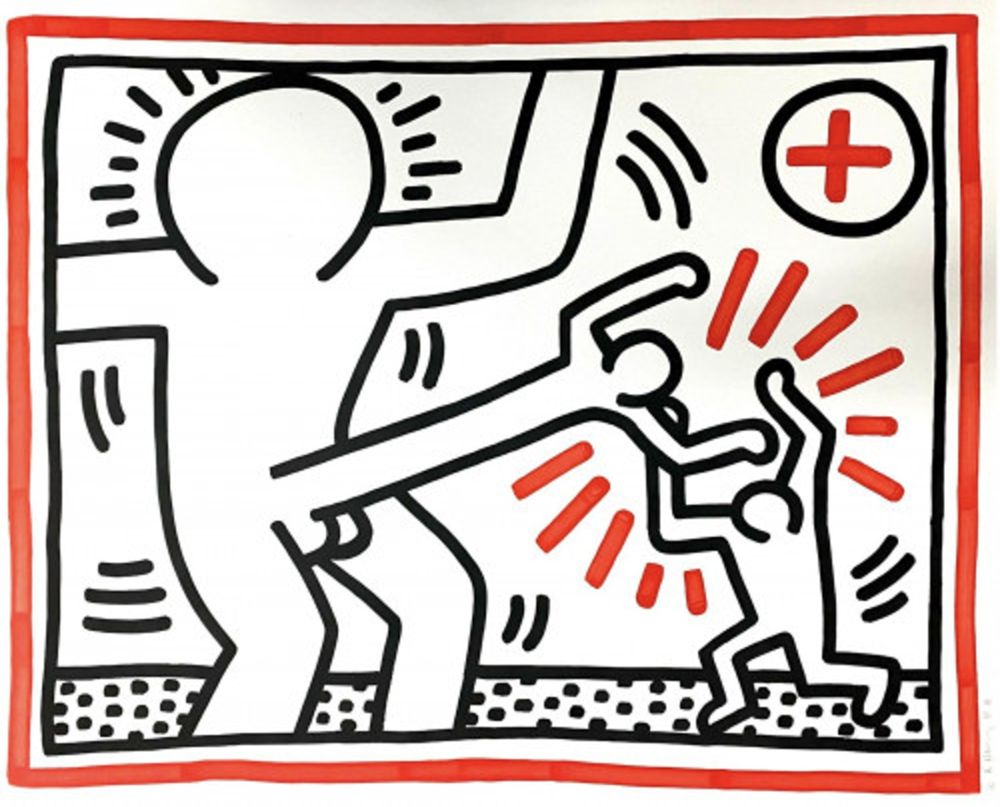 Lithographie Haring - Untitled (Cockfight)
