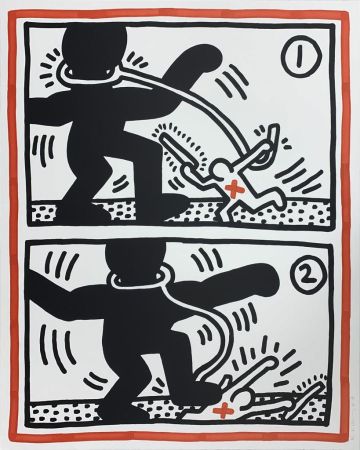 Lithographie Haring - Untitled (Free South Africa #3)