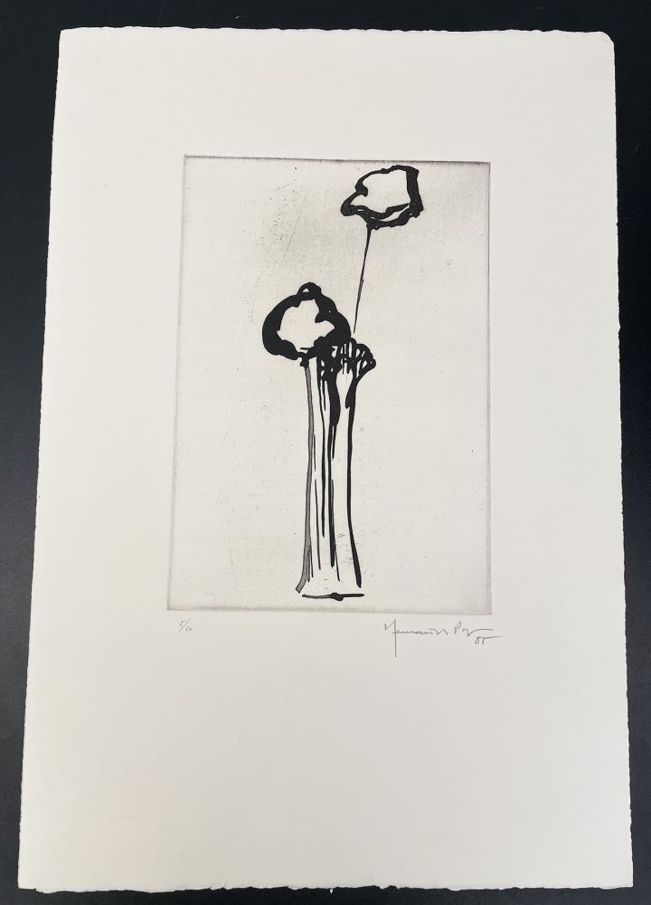 Eau-Forte Et Aquatinte Hernandez Pijuan - Untitled (Vase and Flower)