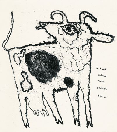 Lithographie Dubuffet - Vache belue dans une ville