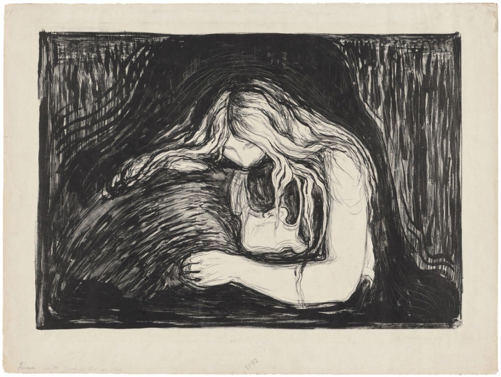 Lithographie Munch - Vampire II