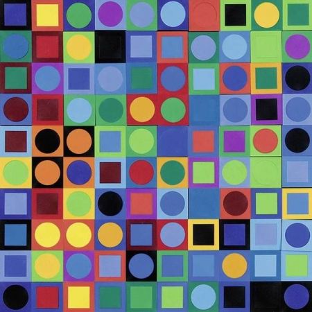 Lithographie Vasarely - Vasarely Planetary Folklore Participations NÂ° 1
