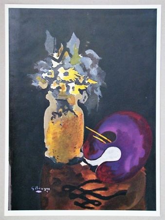 Lithographie Braque (After) - Vase de fleurs jaunes