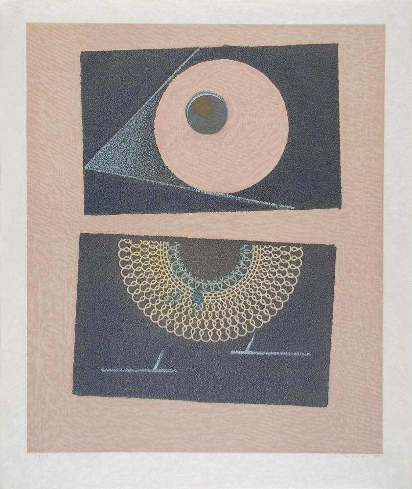 Lithographie Ernst - Veilleuse au seuil de nos terrassements