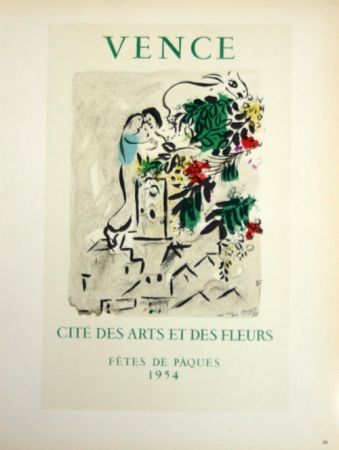 Lithographie Chagall - Vence - Cité des Fleurs