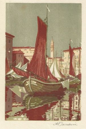 Linogravure Baudnik - Venedig / Venice