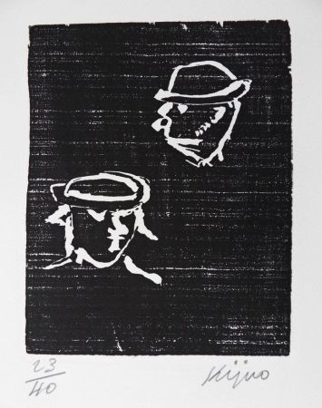 Gravure Sur Bois Kijno - Verlaine et Rimbaud